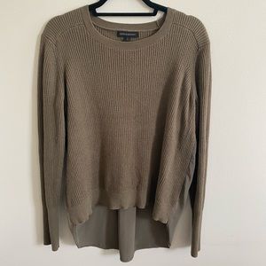 Olive Sweater with Blouse Back Detail